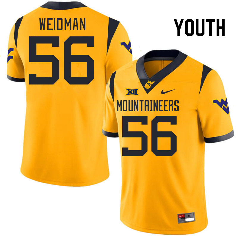 Youth #56 Sullivan Weidman West Virginia Mountaineers College 2024 New Uniforms Football Jerseys Sti